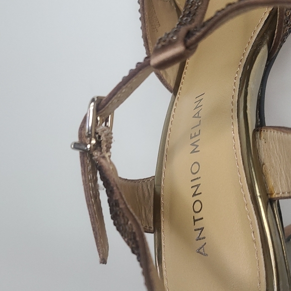 Antonio Melani Bronze Rhinestones Embellished Strappy High Heels 6.5 - Picture 5 of 9